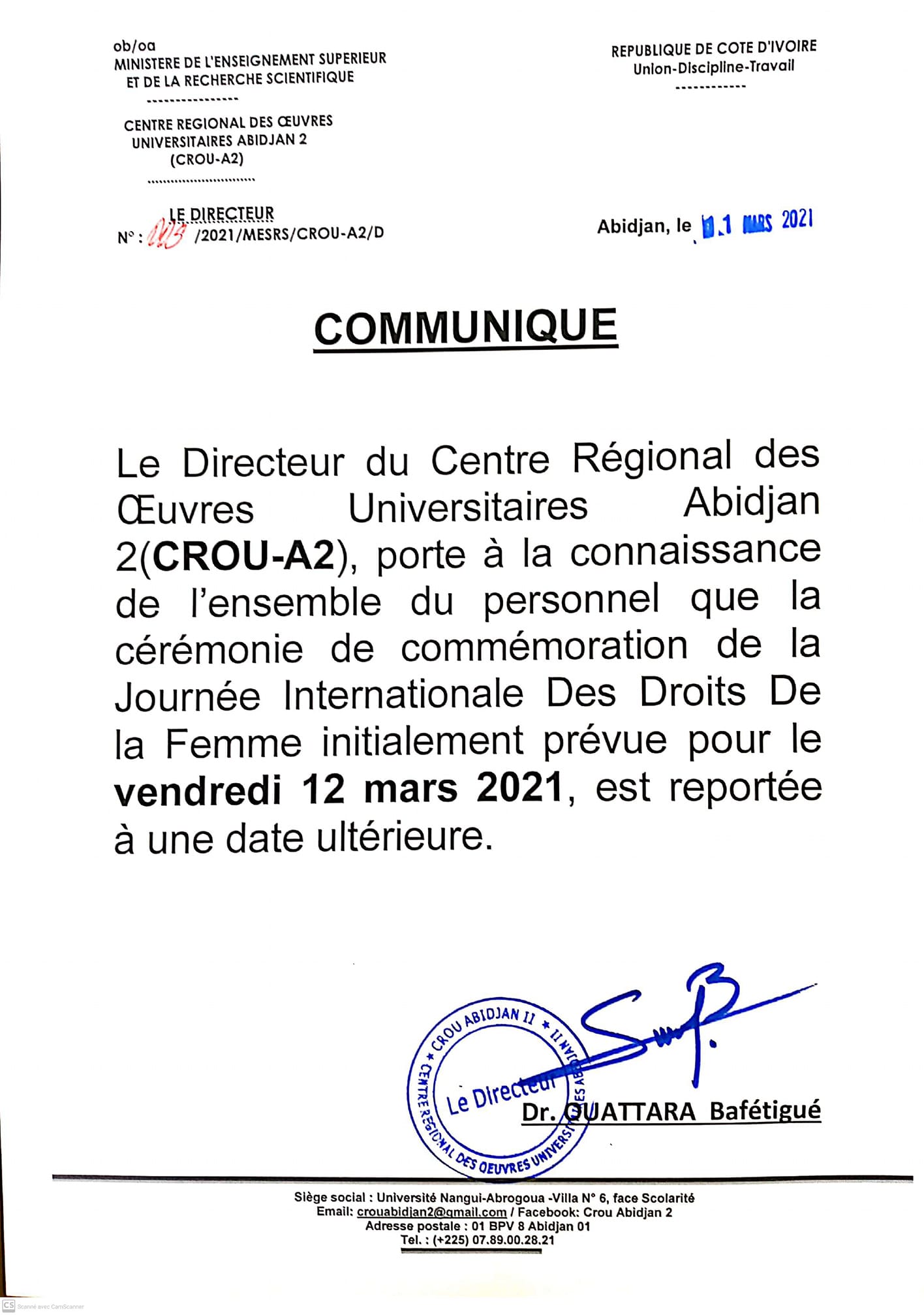 You are currently viewing COMMUNIQUE