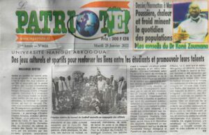 Lire la suite à propos de l’article À LIRE DANS FRATERNITÉ MATIN, PATRIOTE ET SOIR INFO LES FINALES DES JEUX CULTURELS ET SPORTIFS DU CROU ABIDJAN 2